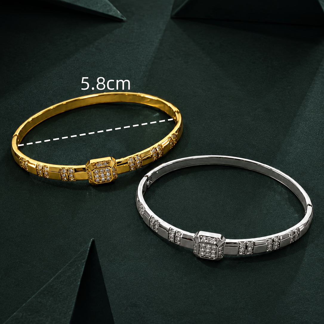 TREHAHKP Women's Plated Square Pavé Bracelet, Minimalist Design